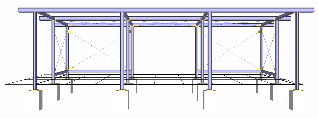 Model 3D garażu stalowego - widok z przodu Virtual Steel