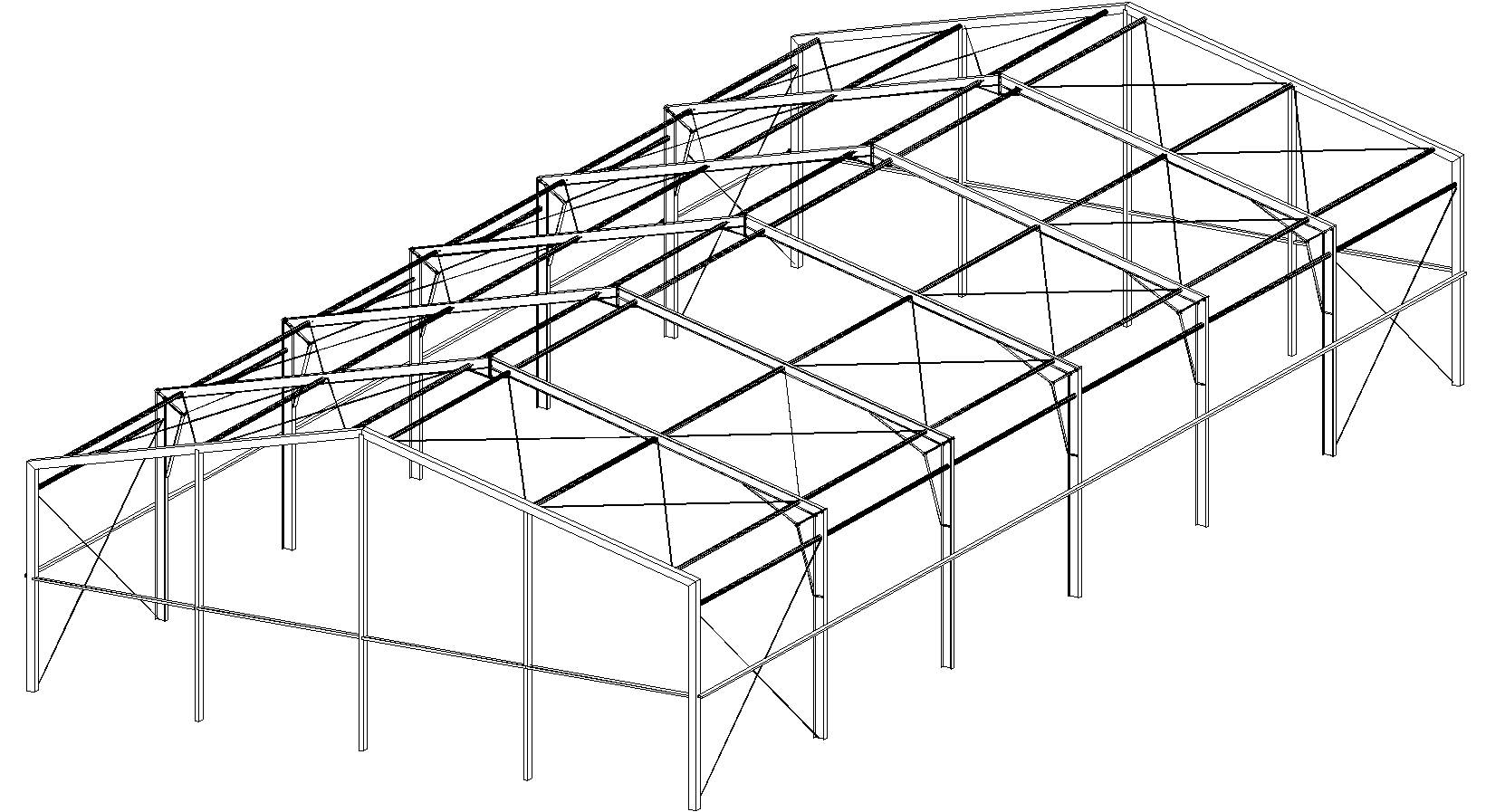 Rzut 2D konstrukcji stalowej hali sportowej Virtual Steel